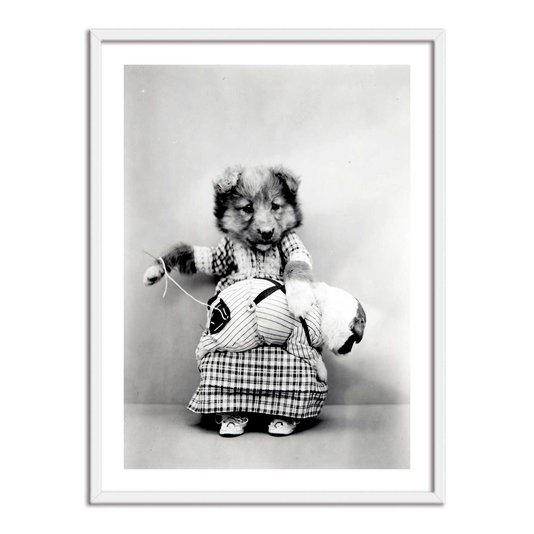 Quadro Decorativo Cachorrinha Costureira