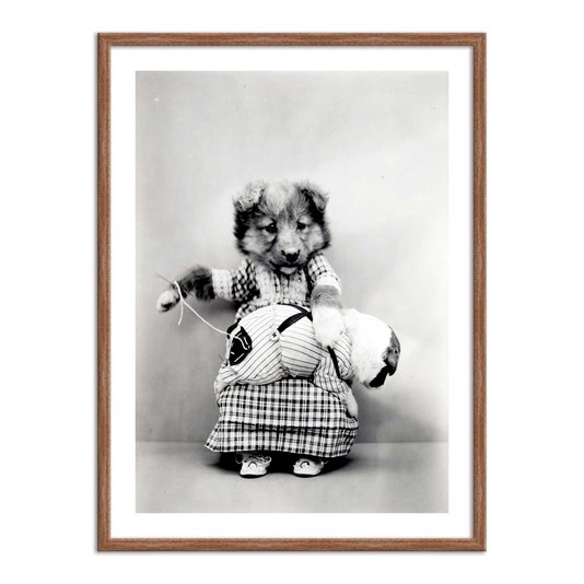 Quadro Decorativo Cachorrinha Costureira
