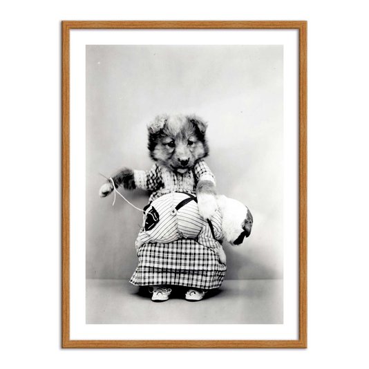 Quadro Decorativo Cachorrinha Costureira