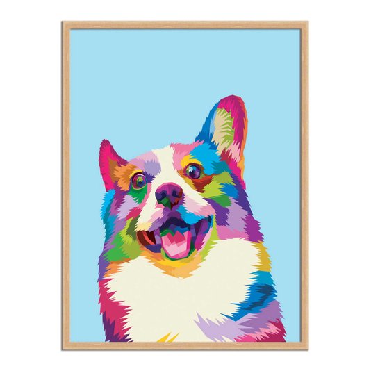 Quadro Decorativo Cachorro Pop Art Lingua Para Fora Azul