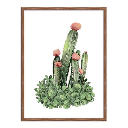 Quadro Decorativo Cactus com Flores