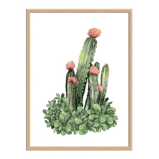 Quadro Decorativo Cactus com Flores
