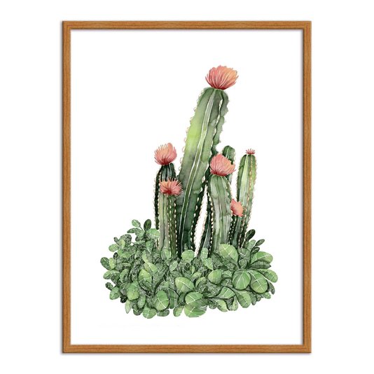 Quadro Decorativo Cactus com Flores