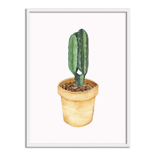 Quadro Decorativo Cactus em Vaso Amarelo