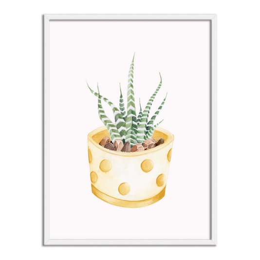 Quadro Decorativo Cactus em Vaso Amarelo com Detalhes