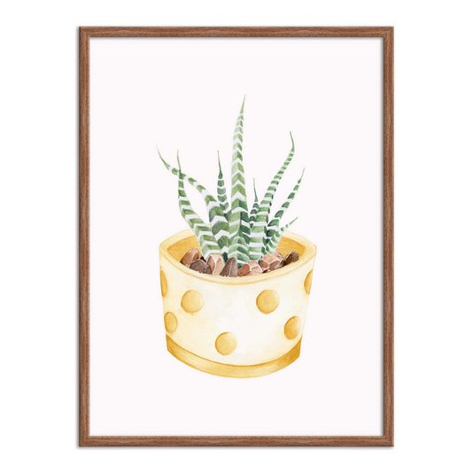 Quadro Decorativo Cactus em Vaso Amarelo com Detalhes