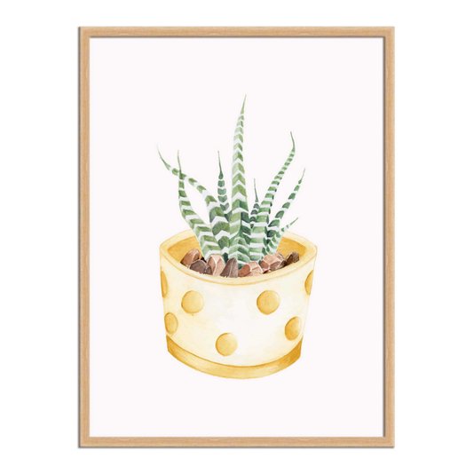 Quadro Decorativo Cactus em Vaso Amarelo com Detalhes