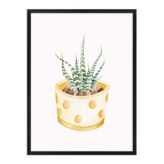 Quadro Decorativo Cactus em Vaso Amarelo com Detalhes