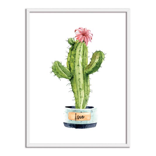 Quadro Decorativo Cactus em Vaso Love