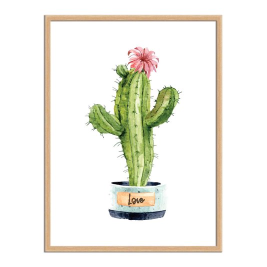 Quadro Decorativo Cactus em Vaso Love