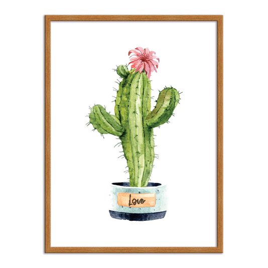 Quadro Decorativo Cactus em Vaso Love