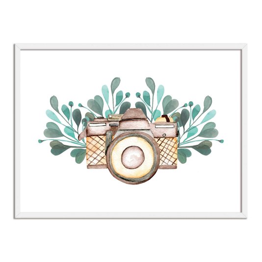 Quadro Decorativo Câmera com Flores