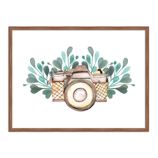 Quadro Decorativo Câmera com Flores