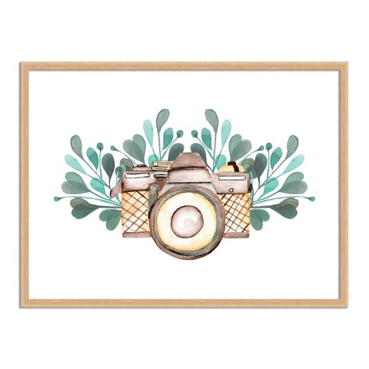Quadro Decorativo Câmera com Flores