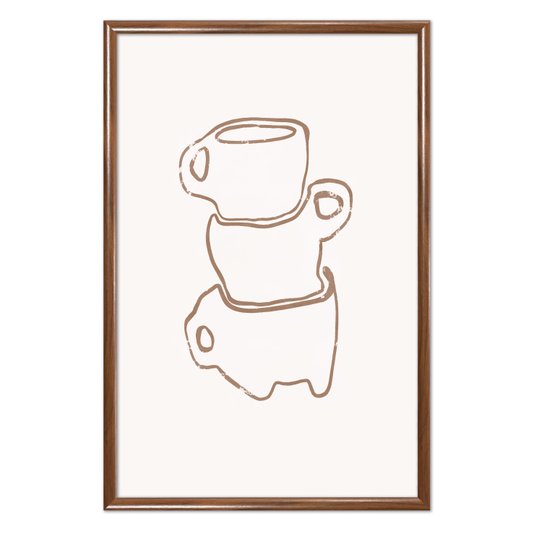 Quadro Decorativo Canecas De Café Assimétricas Estilo Japandi