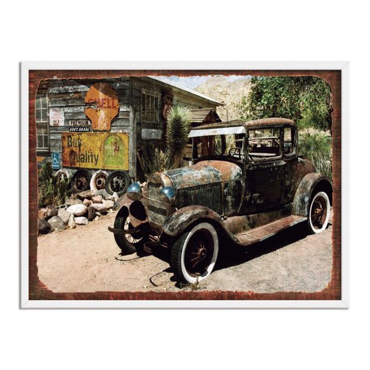 Quadro Decorativo Carro Velho Enferrujado Placa Shell