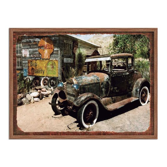 Quadro Decorativo Carro Velho Enferrujado Placa Shell