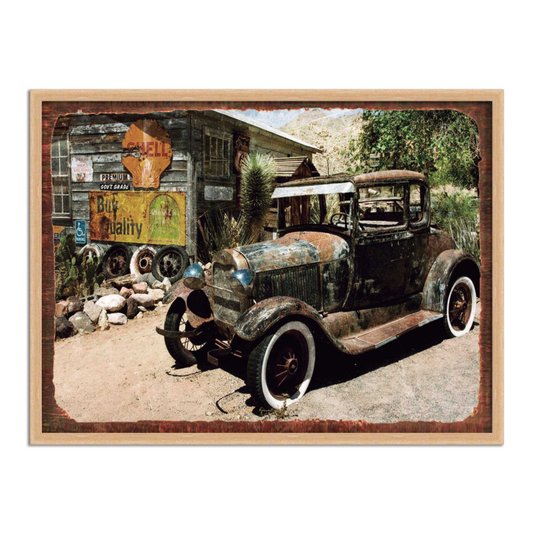 Quadro Decorativo Carro Velho Enferrujado Placa Shell