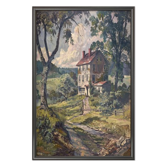 Quadro Decorativo Casa De Campo Paisagem Vintage Farmhouse