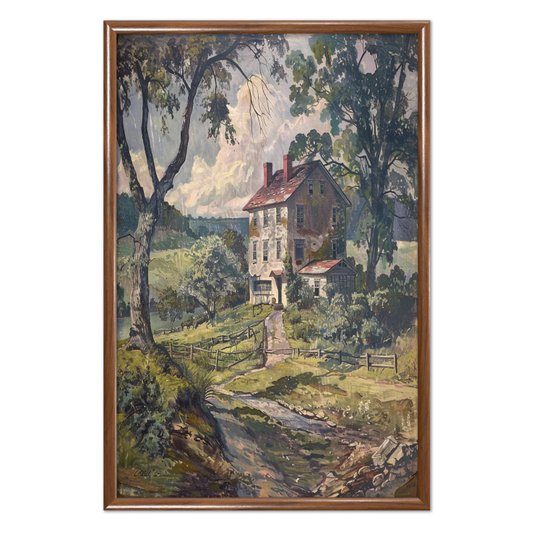 Quadro Decorativo Casa De Campo Paisagem Vintage Farmhouse