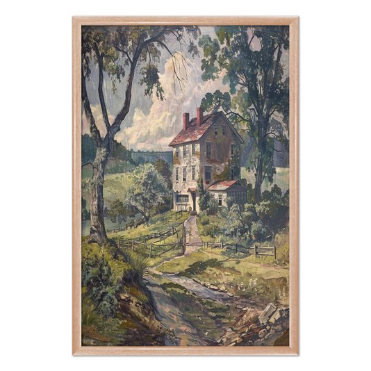 Quadro Decorativo Casa De Campo Paisagem Vintage Farmhouse