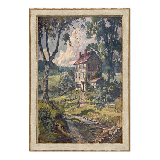Quadro Decorativo Casa De Campo Paisagem Vintage Farmhouse