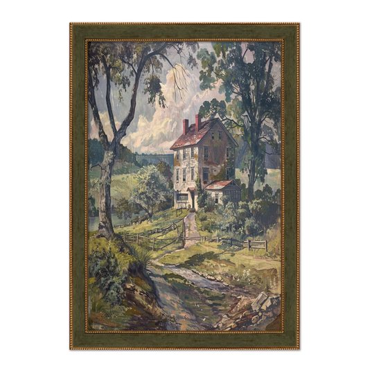 Quadro Decorativo Casa De Campo Paisagem Vintage Farmhouse