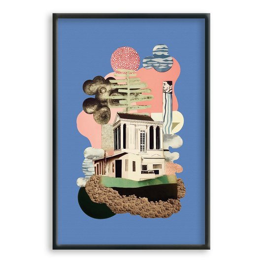 Quadro Decorativo Colagem Abstrata Casa Surrealista