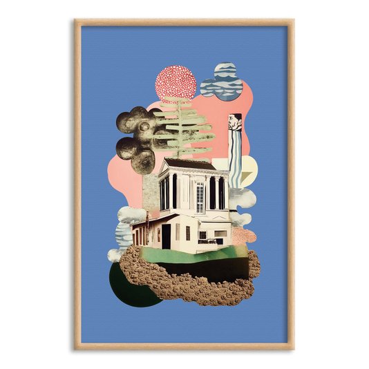 Quadro Decorativo Colagem Abstrata Casa Surrealista