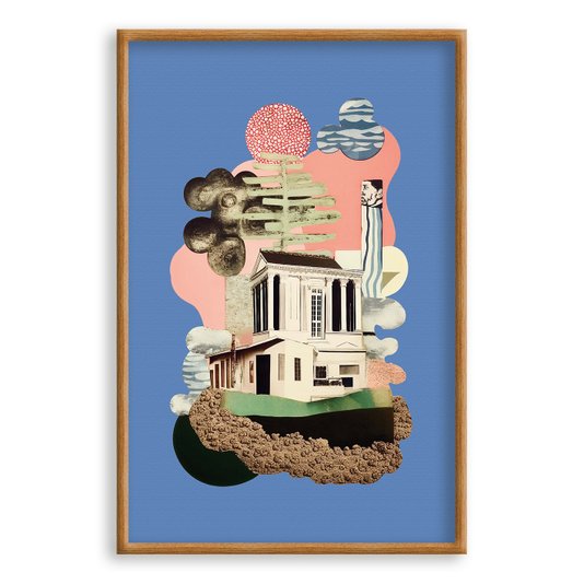 Quadro Decorativo Colagem Abstrata Casa Surrealista