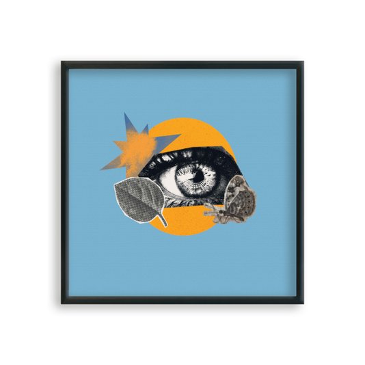 Quadro Decorativo Colagem Abstrata com Olho E Formas Geométricas