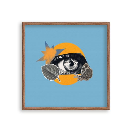 Quadro Decorativo Colagem Abstrata com Olho E Formas Geométricas