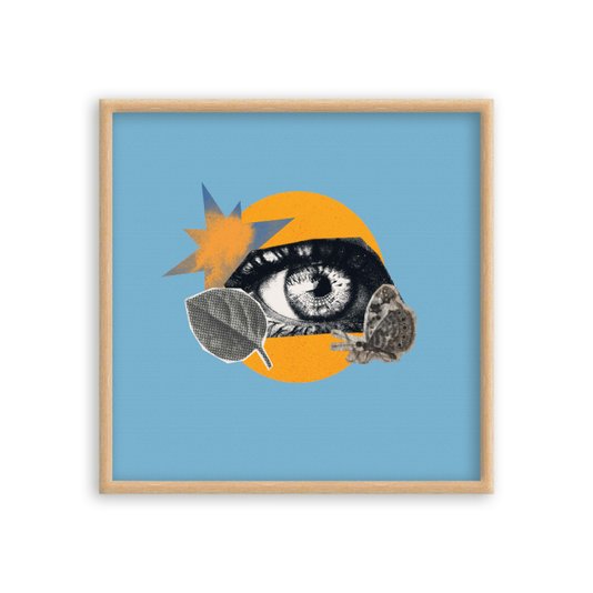 Quadro Decorativo Colagem Abstrata com Olho E Formas Geométricas