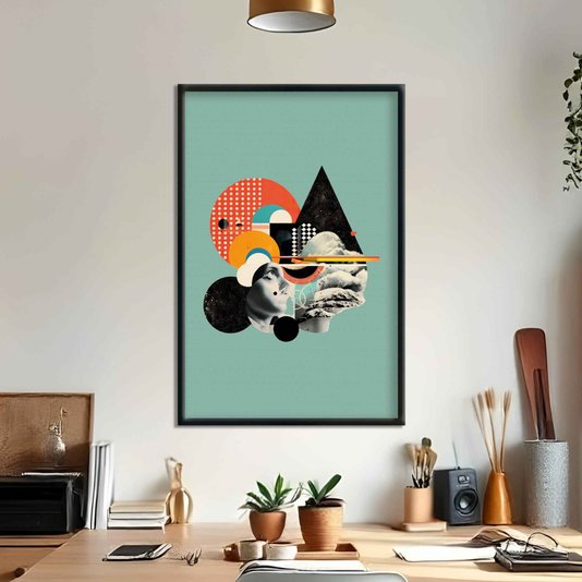 Quadro Decorativo Colagem Com Formas Geométricas