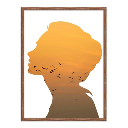 Quadro Decorativo  Coleção Mar Face Transmitindo Paisagem De Pássaros