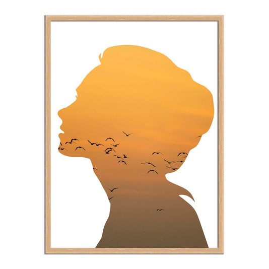 Quadro Decorativo  Coleção Mar Face Transmitindo Paisagem De Pássaros