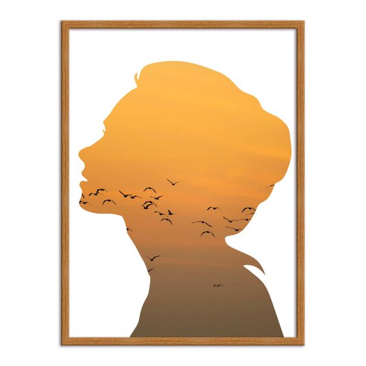Quadro Decorativo  Coleção Mar Face Transmitindo Paisagem De Pássaros
