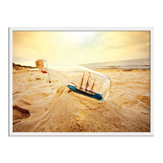 Quadro Decorativo  Coleção Mar Navio Em Garrafa