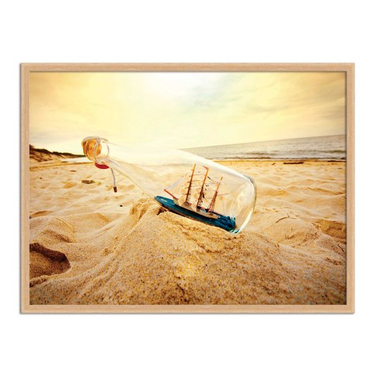 Quadro Decorativo  Coleção Mar Navio Em Garrafa