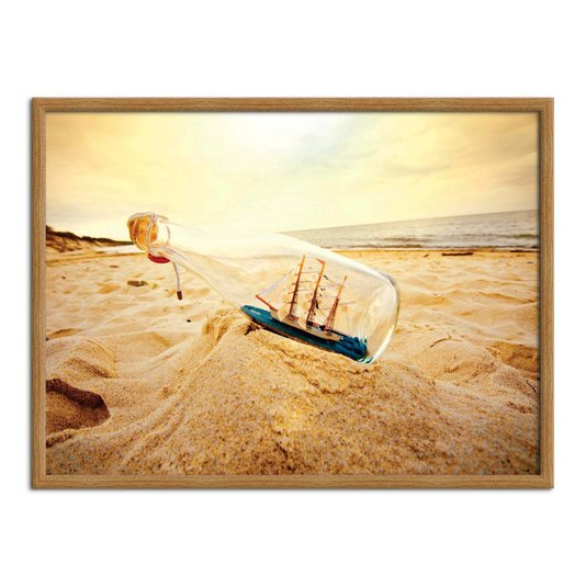 Quadro Decorativo  Coleção Mar Navio Em Garrafa