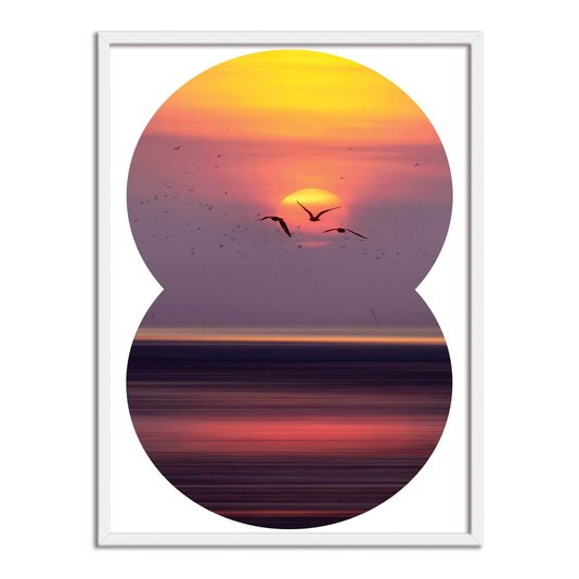 Quadro Decorativo  Coleção Mar Paisagem De Pássaros Voando