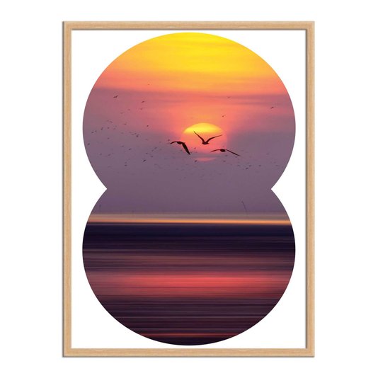 Quadro Decorativo  Coleção Mar Paisagem De Pássaros Voando