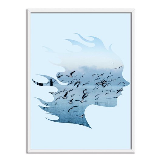 Quadro Decorativo  Coleção Mar Perfil De Mulher