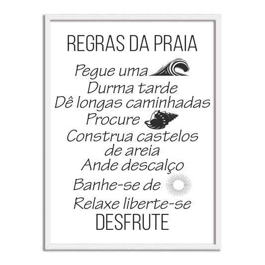 Quadro Decorativo  Coleção Mar Regras Do Mar...