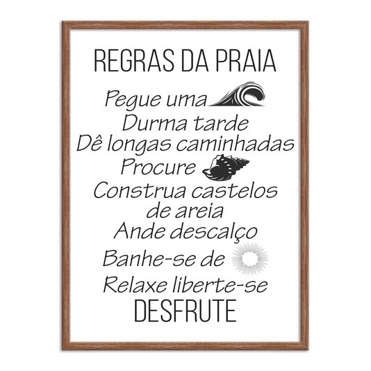 Quadro Decorativo  Coleção Mar Regras Do Mar...