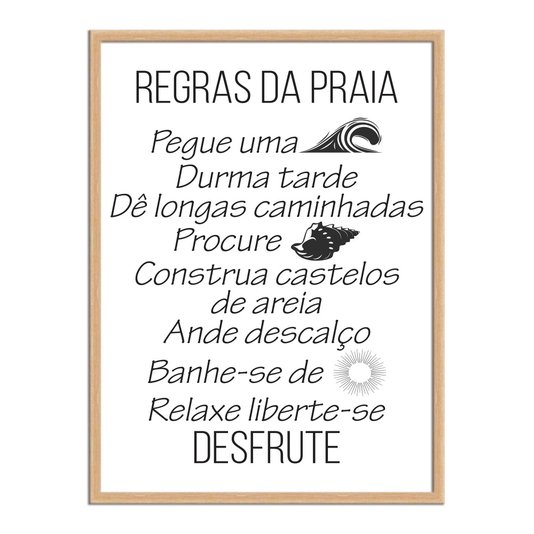 Quadro Decorativo  Coleção Mar Regras Do Mar...