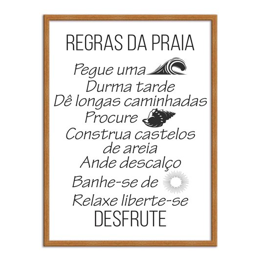 Quadro Decorativo  Coleção Mar Regras Do Mar...