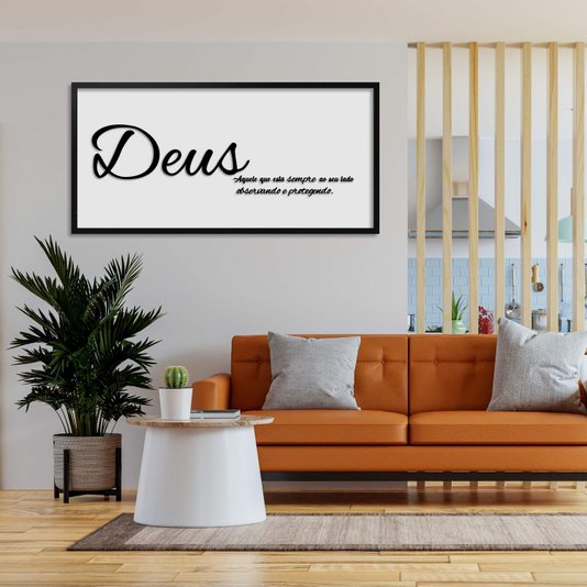 Quadro Decorativo com Frase em Alto Relevo - Significado da Palavra Deus