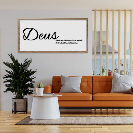 Quadro Decorativo com Frase em Alto Relevo - Significado da Palavra Deus