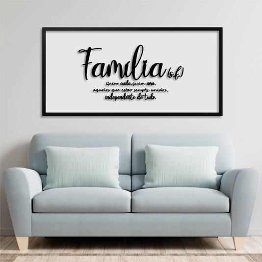 Quadro Decorativo com Frase em Alto Relevo - Significado da Palavra Família